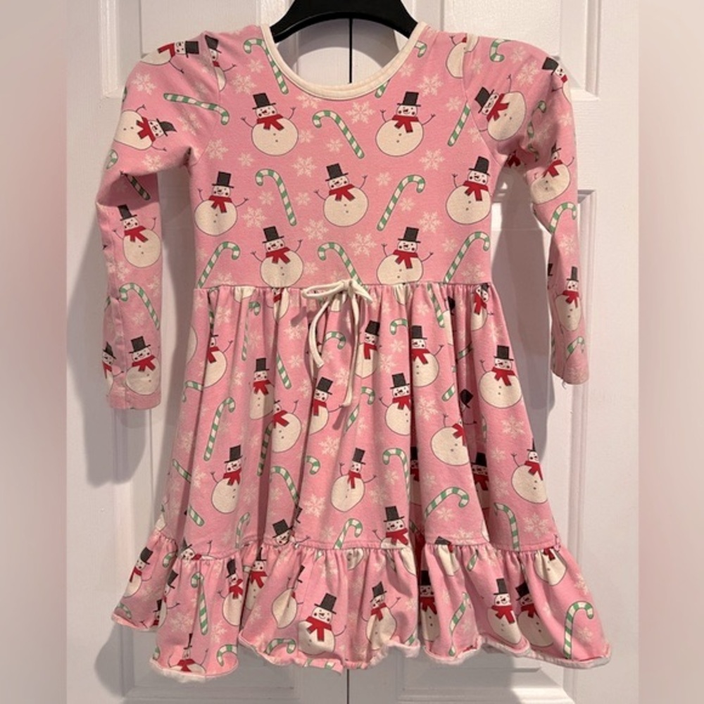 ELEANOR ROSE🩷⛄️Pink, Snowman  & Candy Cane Christmas Dress with a FULL Skirt